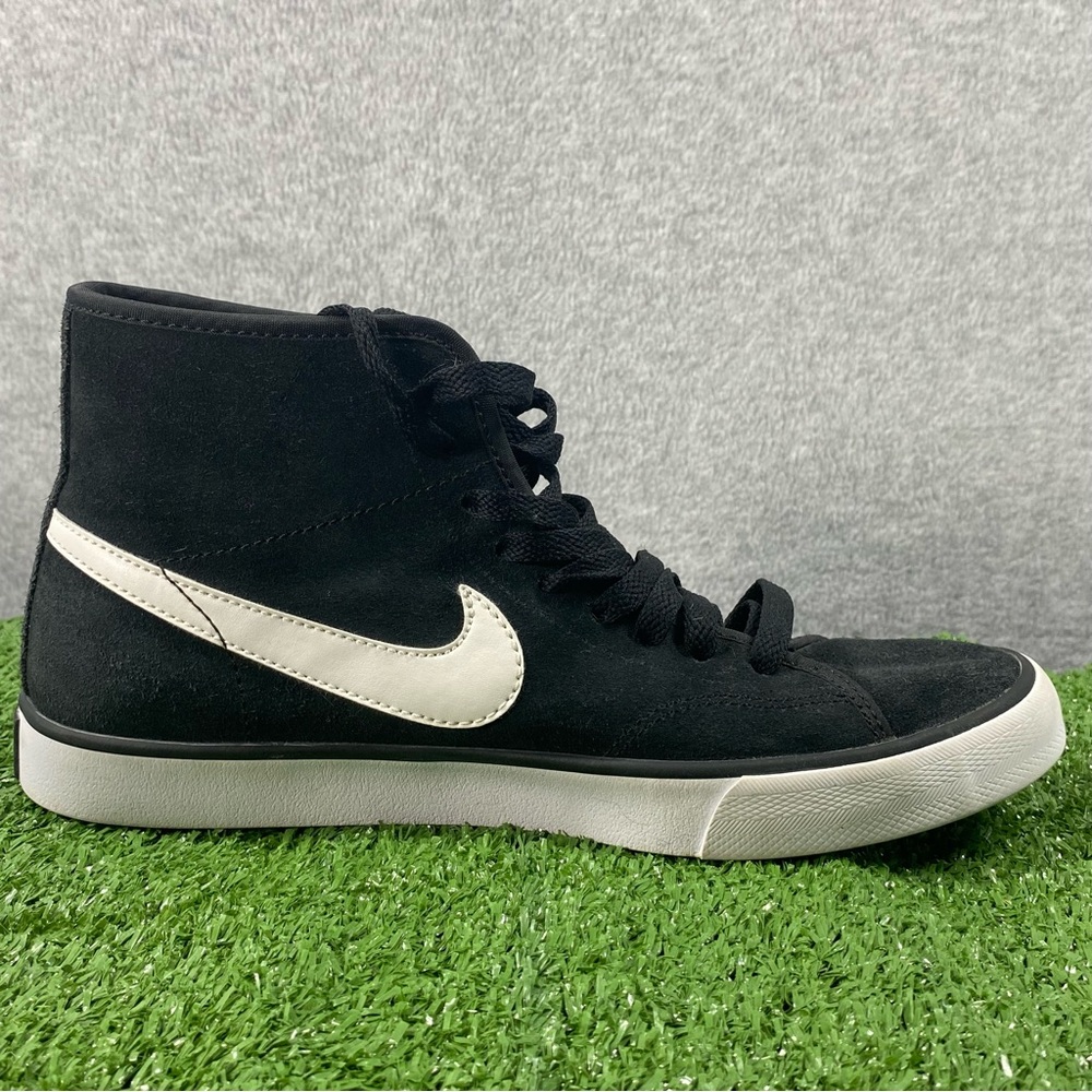 Nike Women's Black Suede Sneakers with White Swoosh